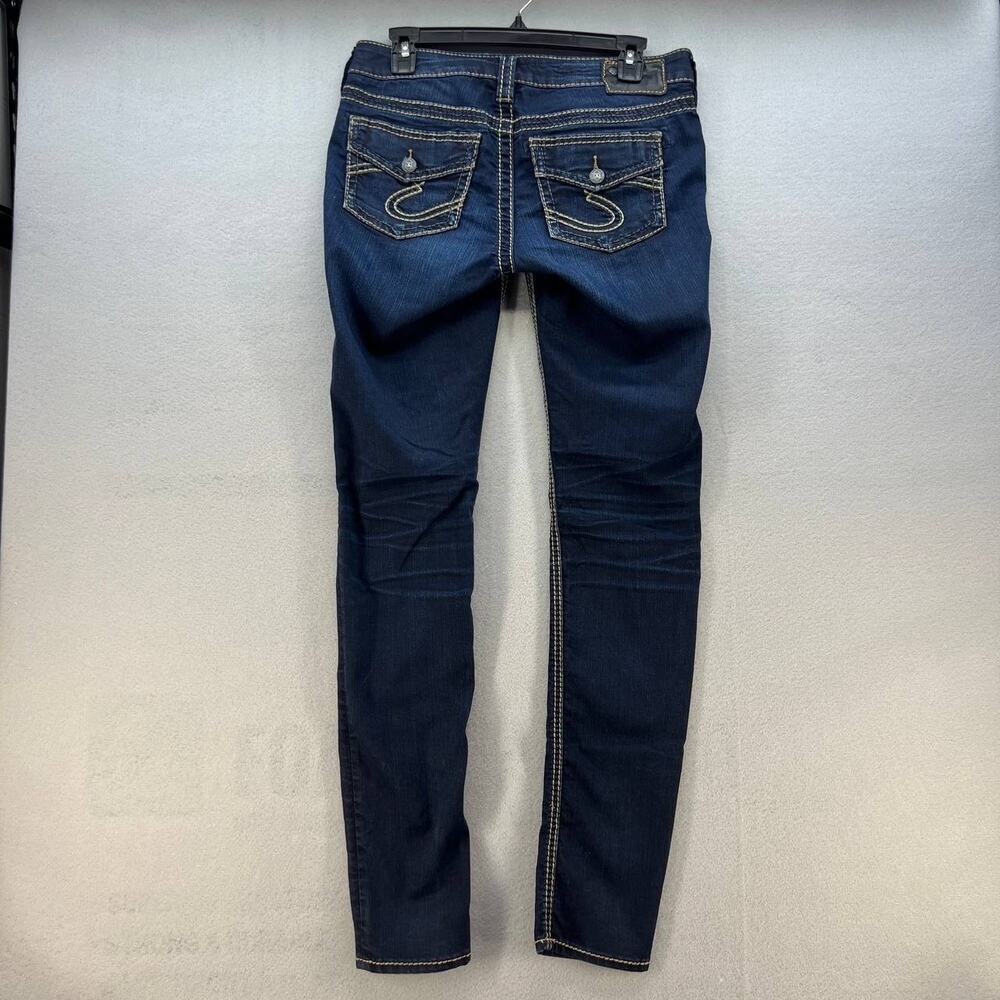 Silver Jean Co. Suki Mid Super Skinny Faux Flap Pocket W28/L31 Dark Wash - Picture 9 of 16